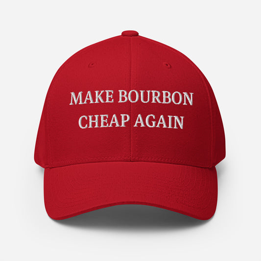 "Make Bourbon Cheap Again" Red Structured Cap